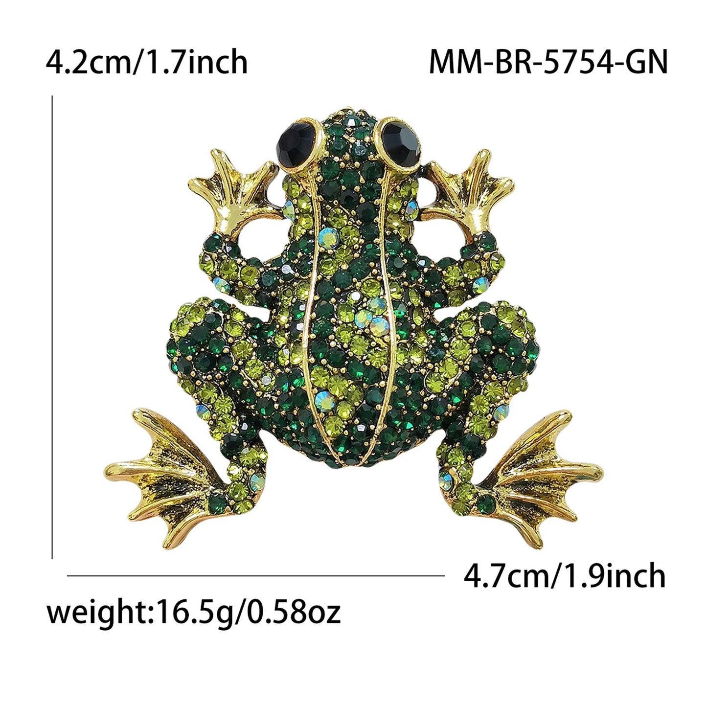 Beaut&Berry Luxury Rhinestone Frog Brooches for Women Unisex Animal Pins Casual Party Jewelry Accessories Gifts Decoration