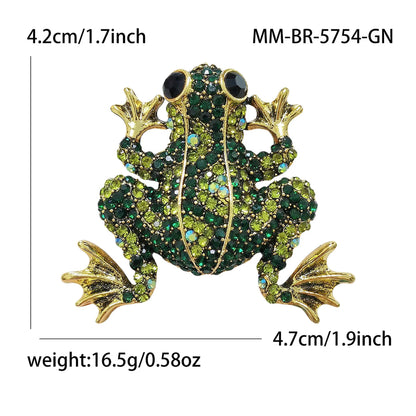 Beaut&Berry Luxury Rhinestone Frog Brooches for Women Unisex Animal Pins Casual Party Jewelry Accessories Gifts Decoration