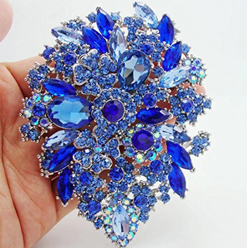 Luxury Full Crystal Exaggerated Broocch Badges For Women Men Elegant Rhinestone Waterdrop Pin  Lady Clothing Coat Corsages