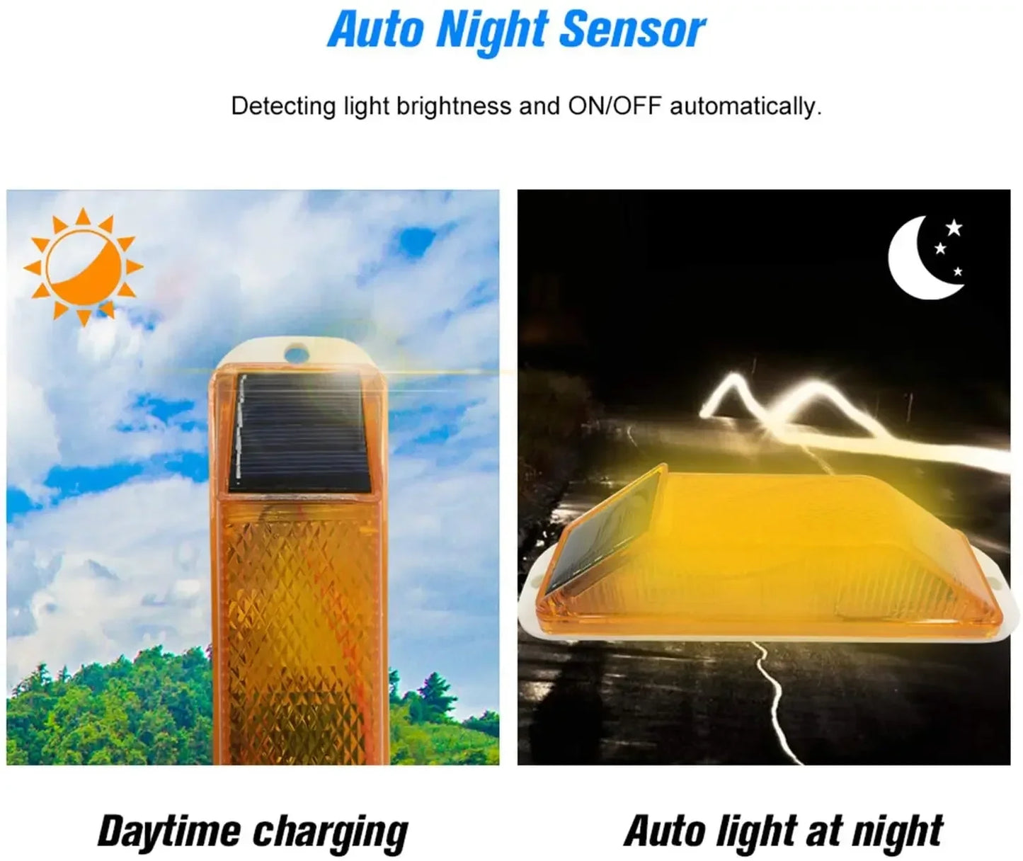 2pcs Warning LED Lamp Solar Warning Lamp Solar Strobe Lamp  Chip Control Bridge Night Driving Safety Light Traffic Caution Light