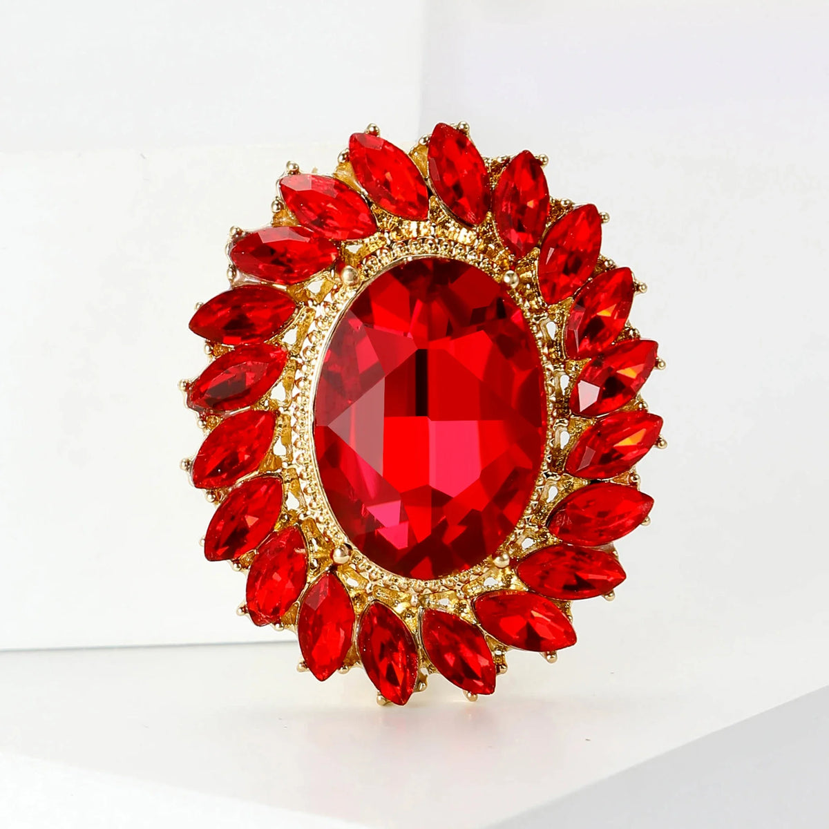 Crystal Oval Sunflower Brooches for Women Unisex 5-color Botanical Flower Pins Banquet Party Backpack Gifts Jewelry Accessories