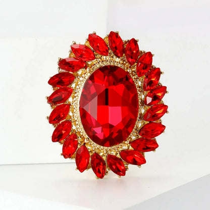 Crystal Oval Sunflower Brooches for Women Unisex 5-color Botanical Flower Pins Banquet Party Backpack Gifts Jewelry Accessories