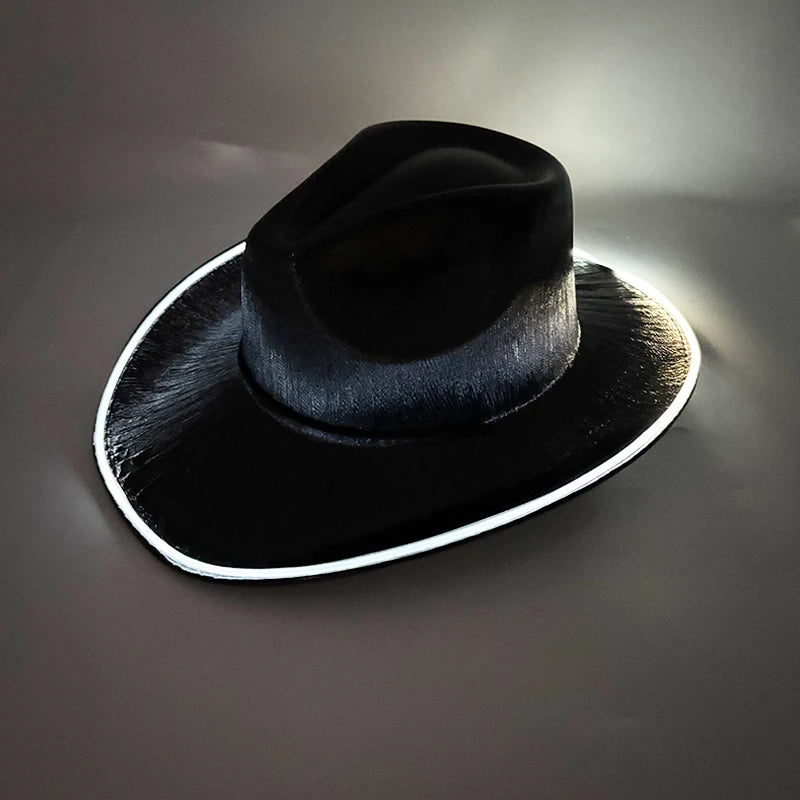 LED Glowing Cowgirl boy Hat Neon Luminous Bride Hat For Holiday Light Up Supplies Fluorescent Party Props Bachelorette Party Hat