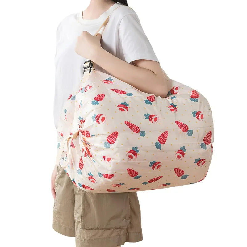 Large Foldable Shopping Bag Reusable Eco Bag Grocery Package Beach Toy Storage Bags Shoulder Cat Lemon Printing Pouch Tote Pouch