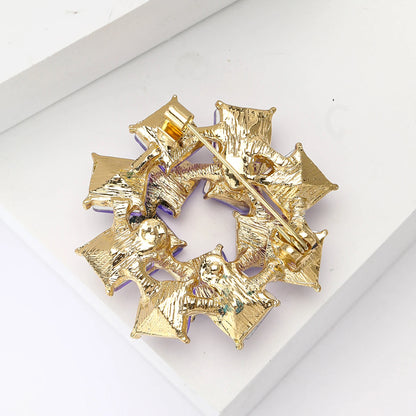 Beaut&Berry Vintage Double Layer Crystal Glass Brooches for Women Rhinestone Pins Friends Party Gifts Jewellery Accessories