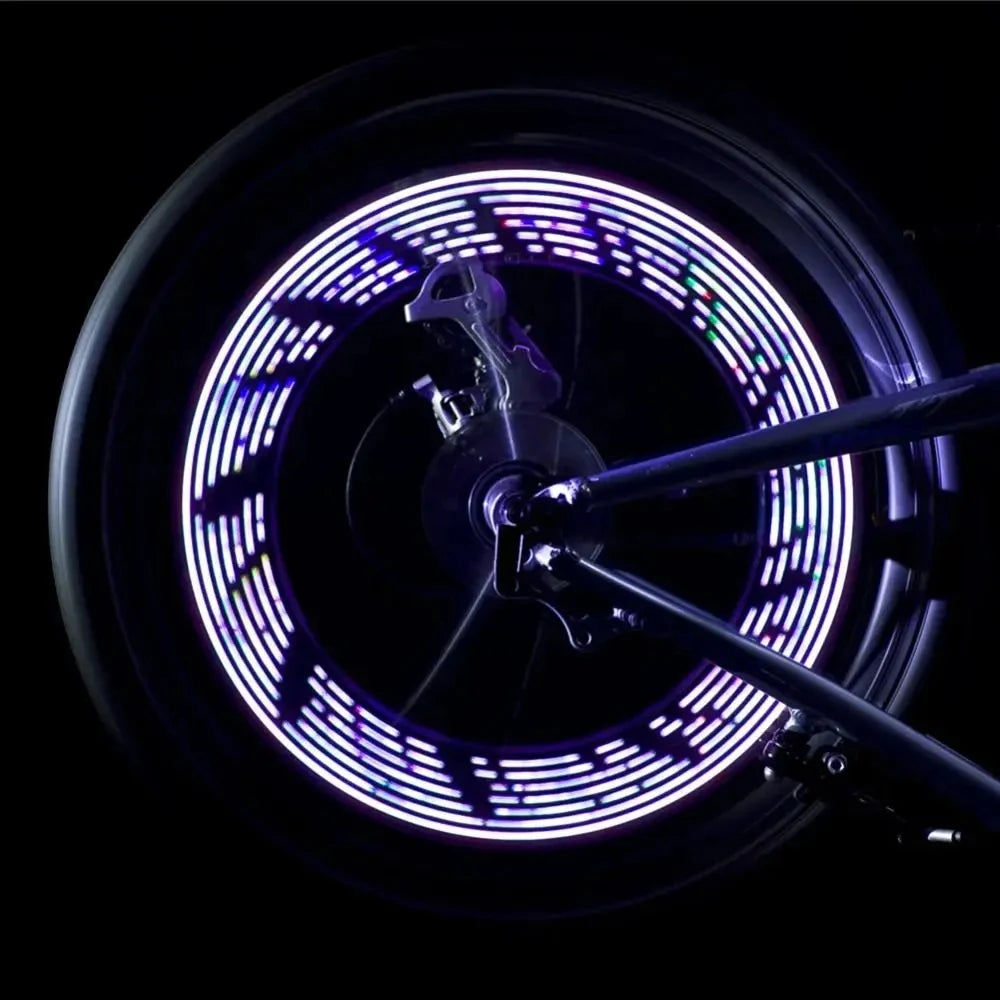Bicycle Spoke Light 14led 2 Mode Multi Pattern Wind And Fire Wheel Double-Sided Induction True Color 30 Pattern Steel Wire Light
