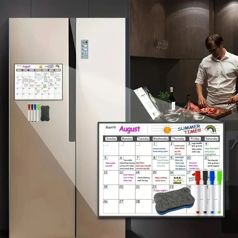 Magnetic Refrigerator Dry Erase Calendar Monthly Planner Whiteboard Record Message Board Memo Pad Fridge Magnets Kitchen Decor