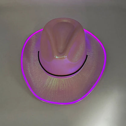 LED Glowing Cowgirl boy Hat Neon Luminous Bride Hat For Holiday Light Up Supplies Fluorescent Party Props Bachelorette Party Hat
