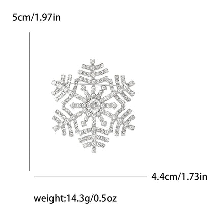 Christmas Rhinestone Snowflake Brooch for Women Unisex Pearl Ice Crystal Pin Event Party Backpack Decoration Clothes Accessories