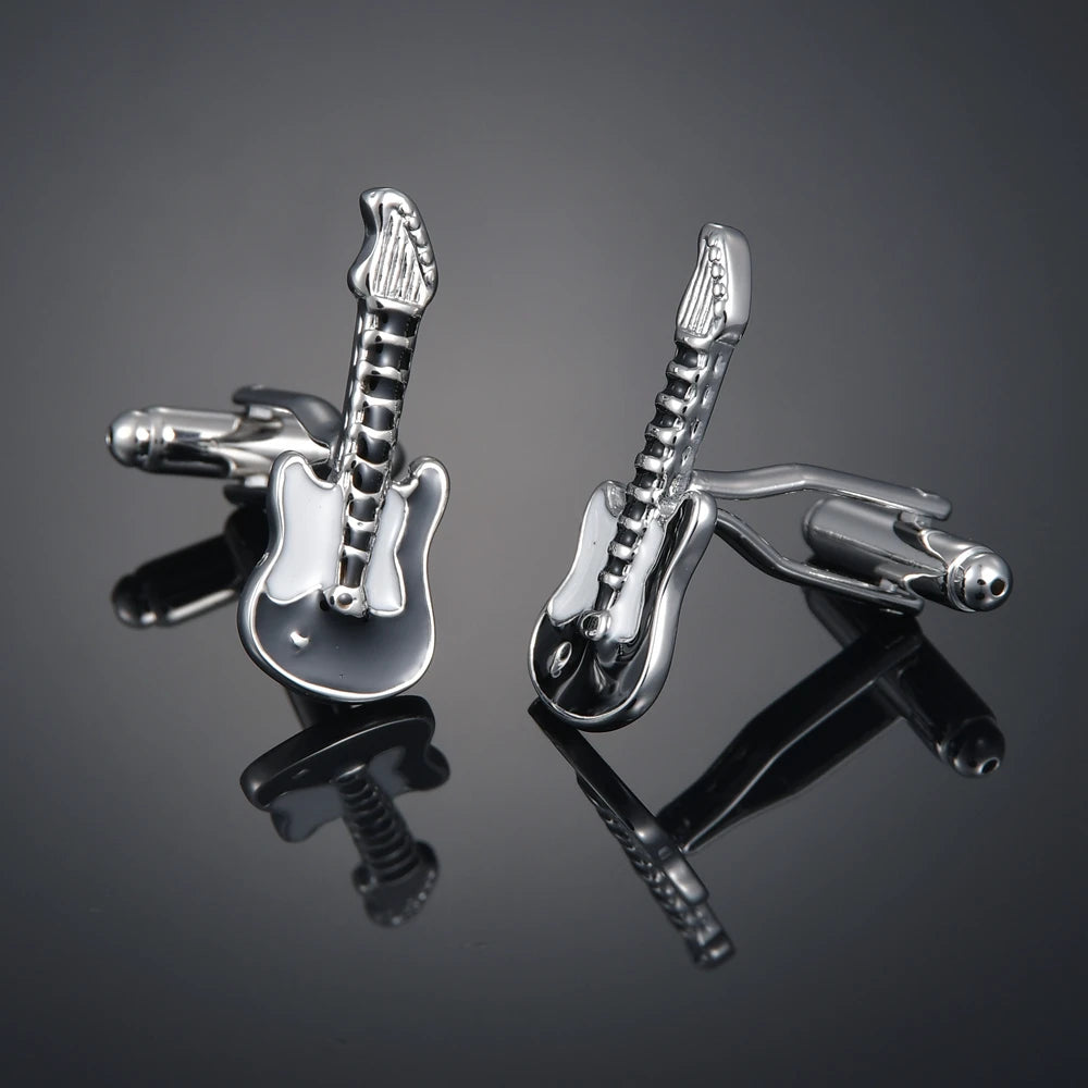 Copper material, plating, entertainment, hobbies, cufflinks, musical notes, chromatics, piano, guitar, French shirt, acce