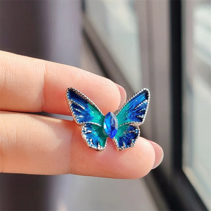 Trendy Enamel Rhinestone Butterfly Brooches For Women Luxury Large Crystal Insect Animal Brooch Pins Casual Office Jewelry Gift