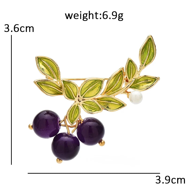 Wuli&baby Lovely Blueberry Brooches Pins For Women Unisex Enamel Fruits Flower Party Casual Brooch Pin Fashion Jewelry Gifts