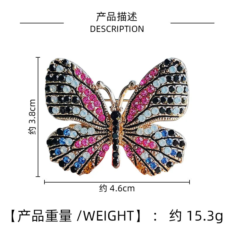 Classic Rhinestone Butterfly Brooches For Women Vintage Beauty Casual Brooch Pins Clothing Accessories Party Wedding Gifts