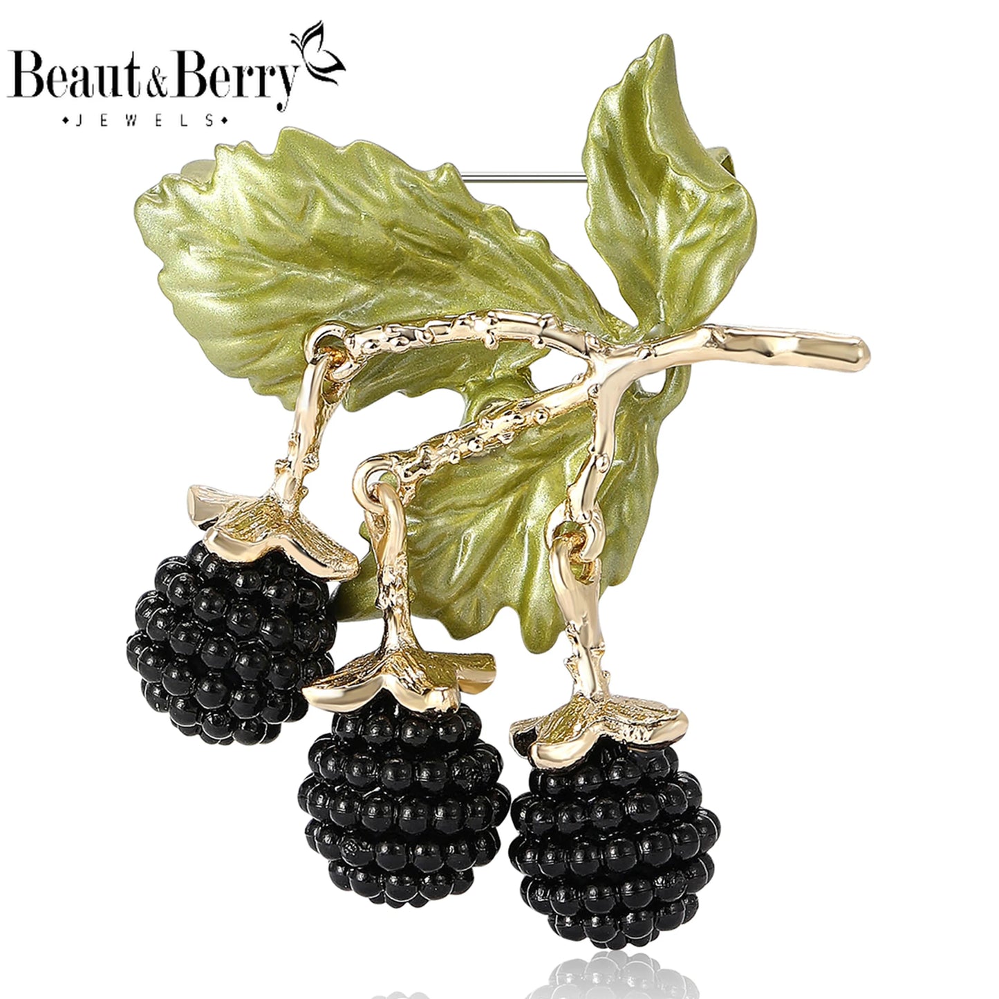 Beaut&Berry Enamel Blackberry Brooches for Women Unisex Fruit Plant Pins Casual Party Accessories New Gifts Friends Decoration