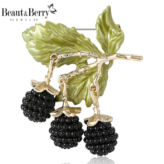 Beaut&Berry Enamel Blackberry Brooches for Women Unisex Fruit Plant Pins Casual Party Accessories New Gifts Friends Decoration