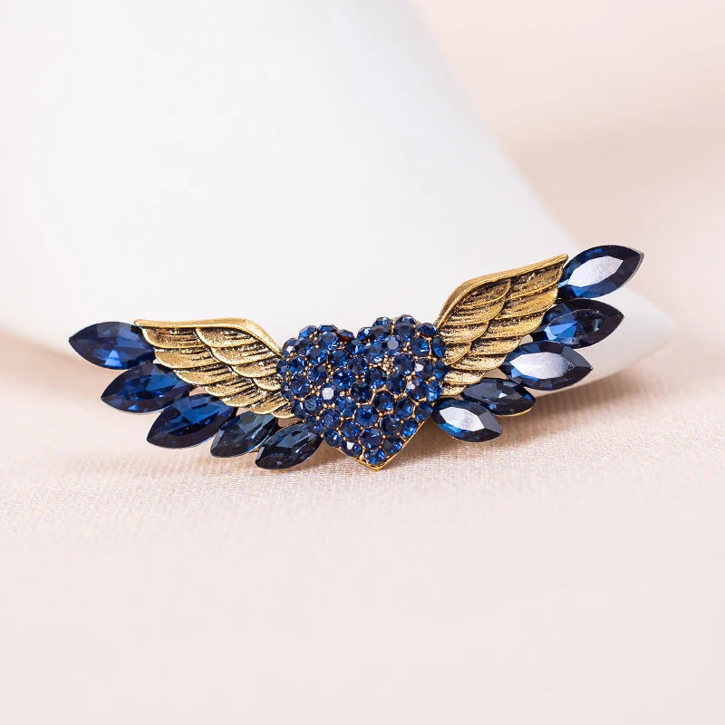 Sparkling Crystal Love Angel Wings Brooch Women's Luxury Dress Wedding Decorations Souvenir Gifts