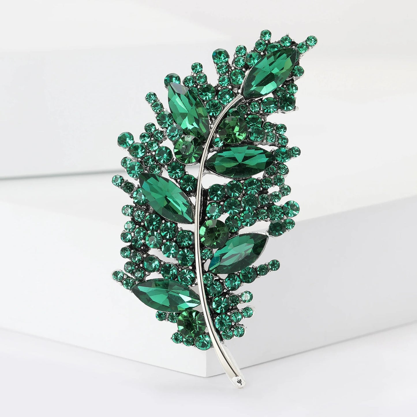 Women Girls Feather Rhinestone Brooches Jewelry Clothing Suit Pins Accessories