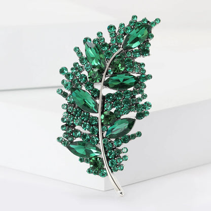 Women Girls Feather Rhinestone Brooches Jewelry Clothing Suit Pins Accessories