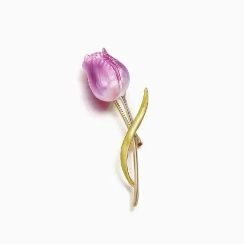 Resin Tulip Brooch for Women Unisex Rhinestone Flower Pin Pearl Plant Lapel Pin Banquet Party Backpack Gifts Jewelry Accessories