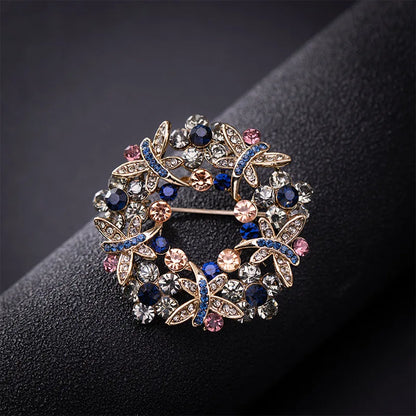 SKEDS High-end Women  Exquisite Crystal Flower Badges Pin Fashion Creative Luxury Rhinestone Shining Brooch Corsages