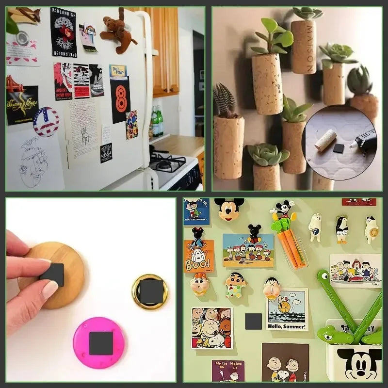 10Pcs Square Round Magnetic Dots Sheets Self Adhesive Magnet Sheet for Household Refrigerator Office Flexible Sticky Sticker Wholesale