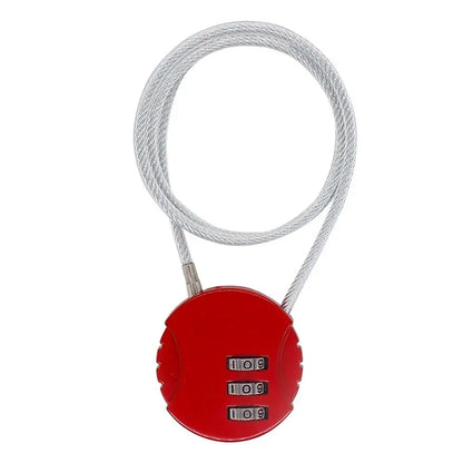 Extended Wire Rope Combination Lock 3 Digit Code Lock Password Motorcycle Helmet Metal Keyed Padlock Travel Anti-Theft Locks