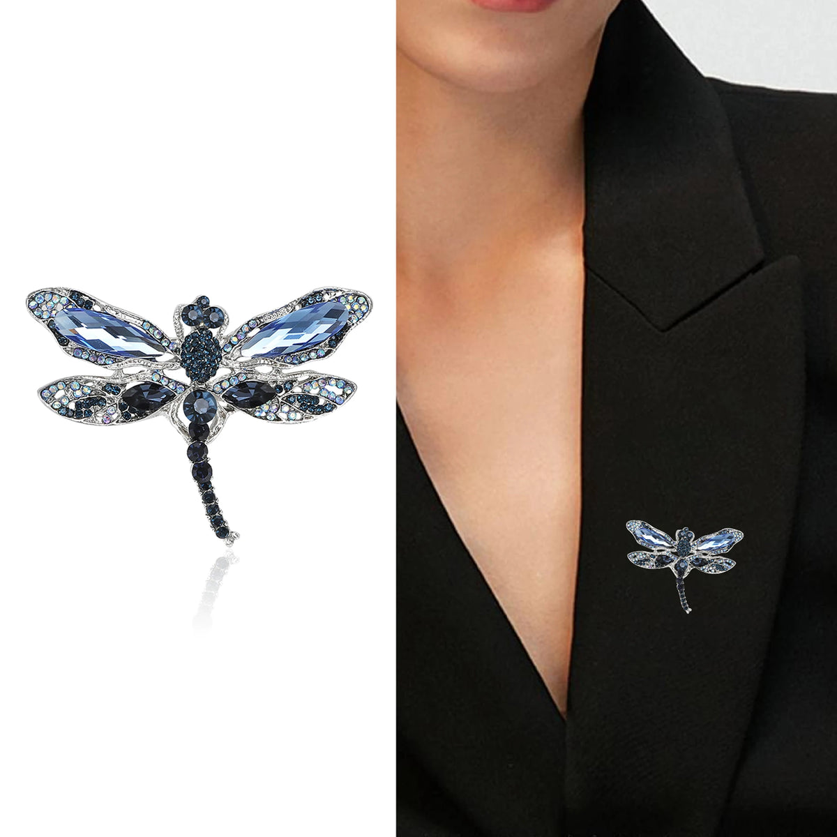 Beaut&Berry Crystal Dragonfly Brooches for Women Unisex insect Pins Multi-coloured Optional Casual Party Accessories Gifts