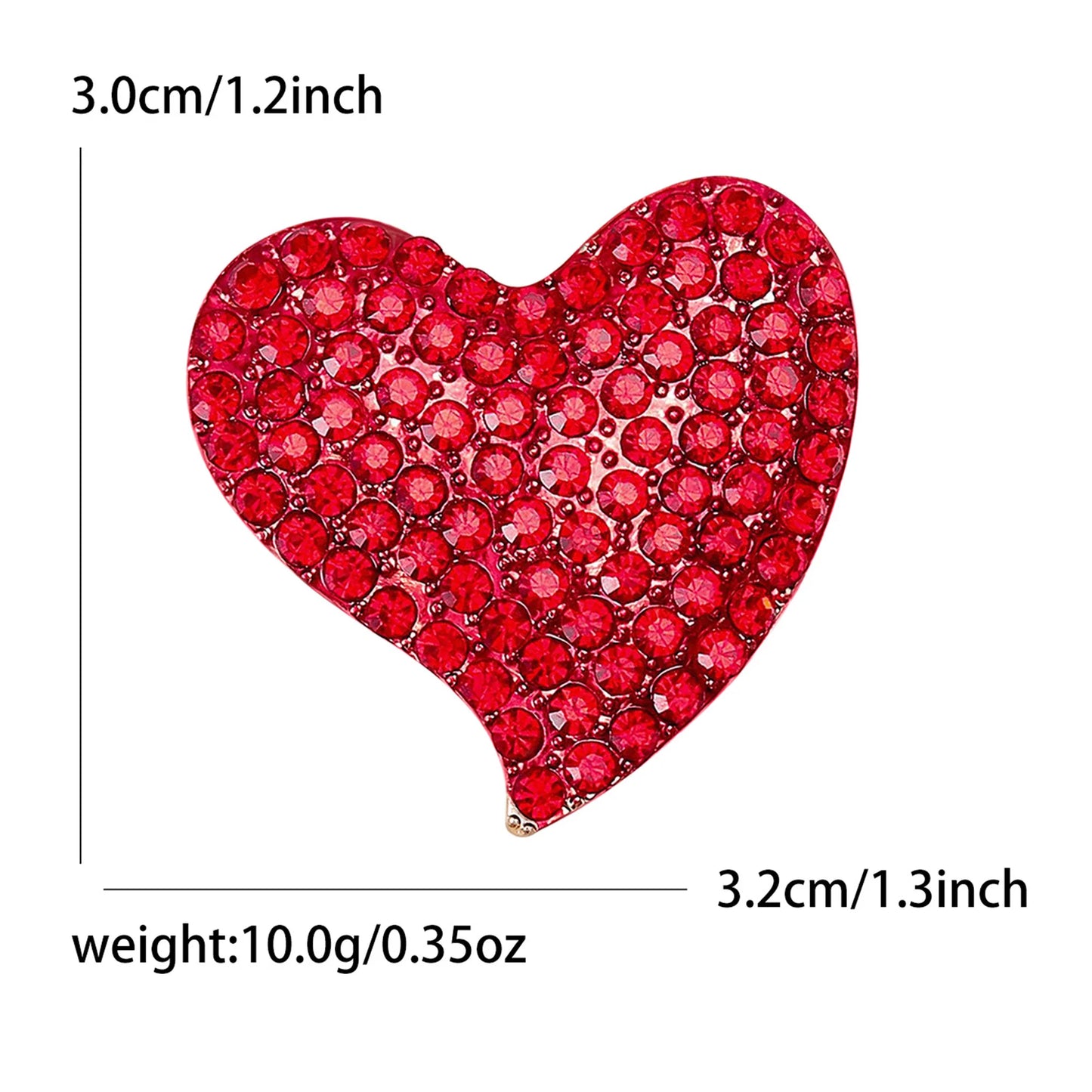 Beaut&Berry Luxury Rhinestone Heart Brooches for Women Unisex Love Pins Casual Party Jewelry Accessories Gifts Decoration