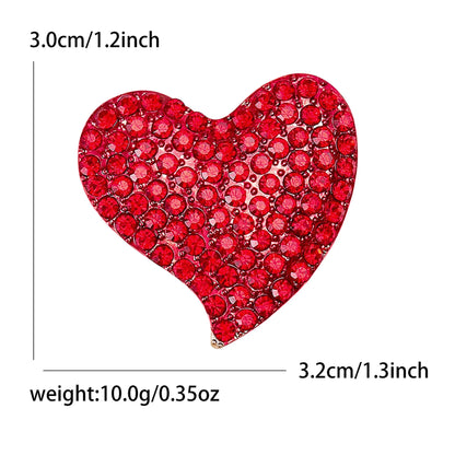 Beaut&Berry Luxury Rhinestone Heart Brooches for Women Unisex Love Pins Casual Party Jewelry Accessories Gifts Decoration