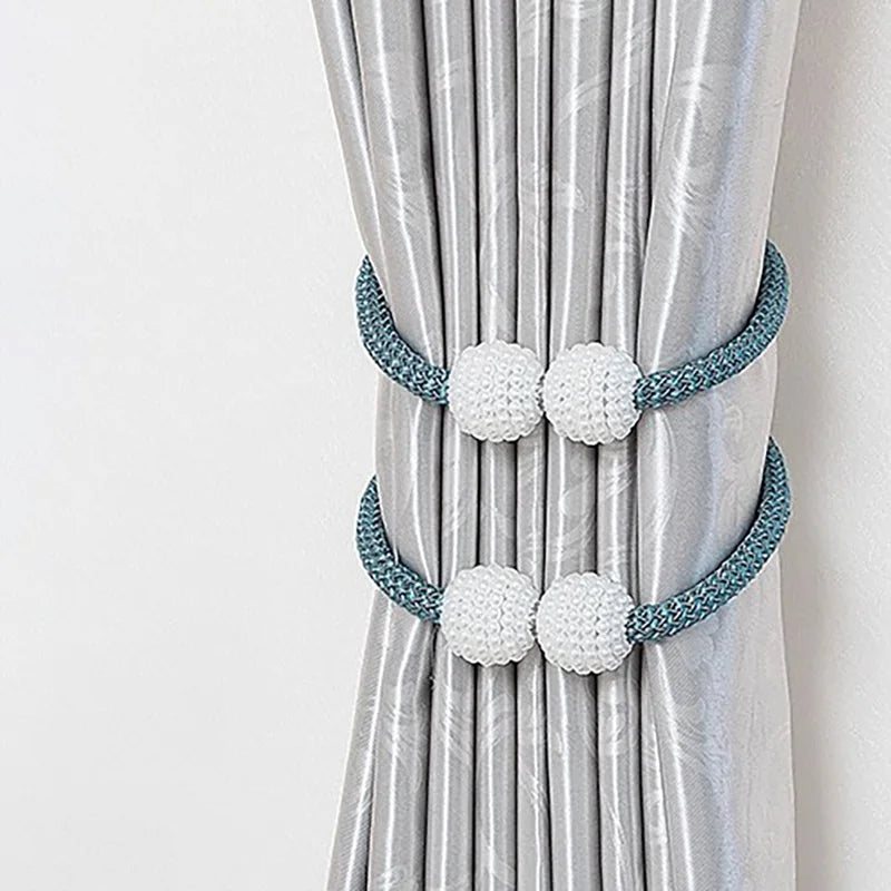 2pcs curtain tiebacks with magnetic buckles, curtain hanging ropes with magnets, a pair of curtain cord fasteners, versatile.