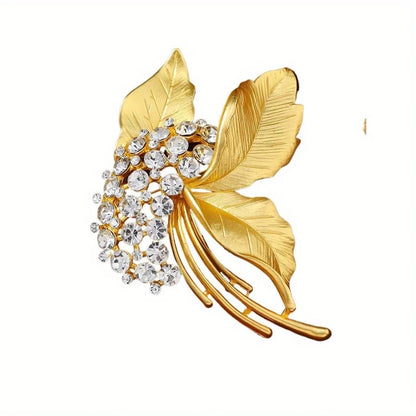 Ladies Flower Brooch Accessories Elegant Simple Gold Color Pin