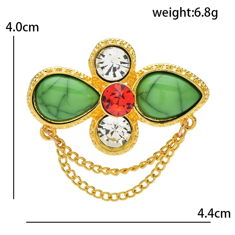 Wuli&baby Retro Chain Flower Brooches For Women Unisex 2-color Geometric Party Office Clothes Brooch Pins Gifts