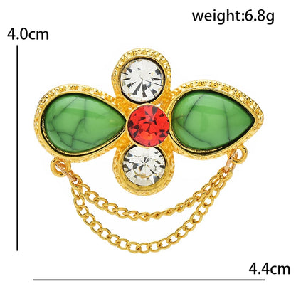 Wuli&baby Retro Chain Flower Brooches For Women Unisex 2-color Geometric Party Office Clothes Brooch Pins Gifts