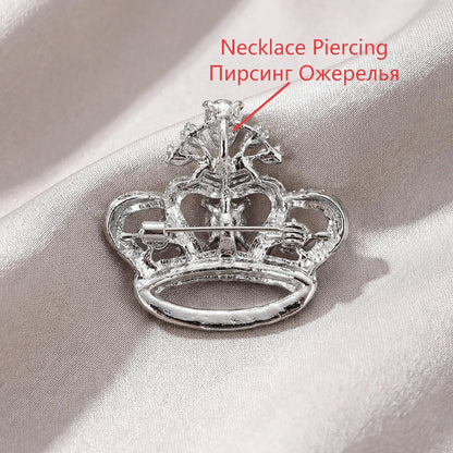 Beaut&Berry Luxury Rhinestone Crown Brooches for Women Unisex Court Pins Casual Party Jewelry Accessories Gifts Decoration