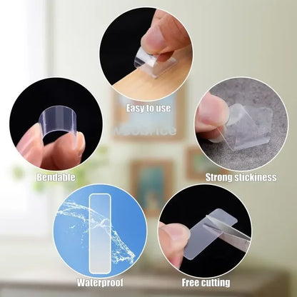 10pcs Double Sided Adhesive Tape Nano Reusable Super Strong Transparent Wall Stickers WaterProof Widely Used Wall Mount Sticker