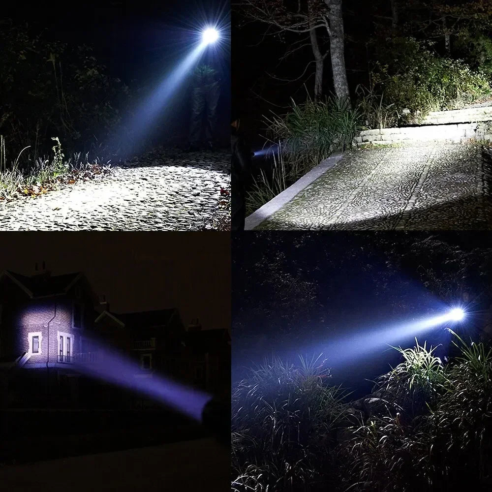 High Power T6 LED Flashlights Camping Torch 5 Light Modes Zoom Light Aluminum Alloys Waterproof Material External 18650 Battery