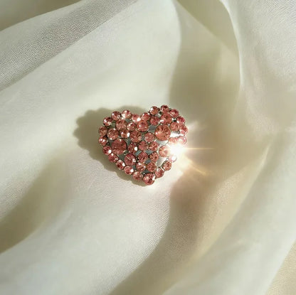 1PCS Red Pink Color Beaded Heart Rhinestone Brooch for Women Love Pins Valentine Gifts Accessories