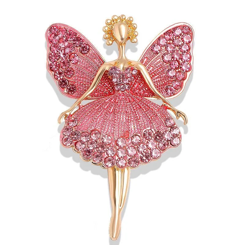 Fashionable and cute angel brooch with full diamond alloy clip