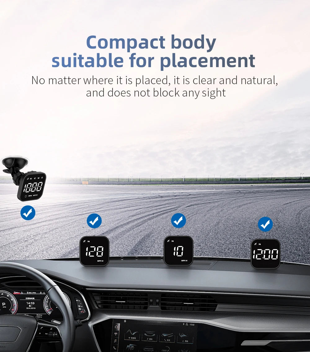Universal Car Mini HUD G4S GPS Head Up Display Auto Digital KMH/MPH Speedometer Black / Green Font Speed Board  Projection