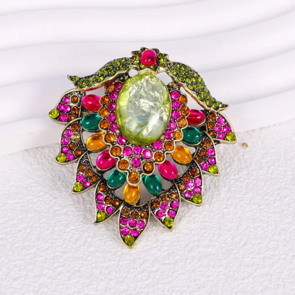 Baroque Court Heavy Duty Rhinestone Flower Design Women's Men's Brooch，Wedding Party Jewelry DressPins, HolidayPartyCouplesGifts