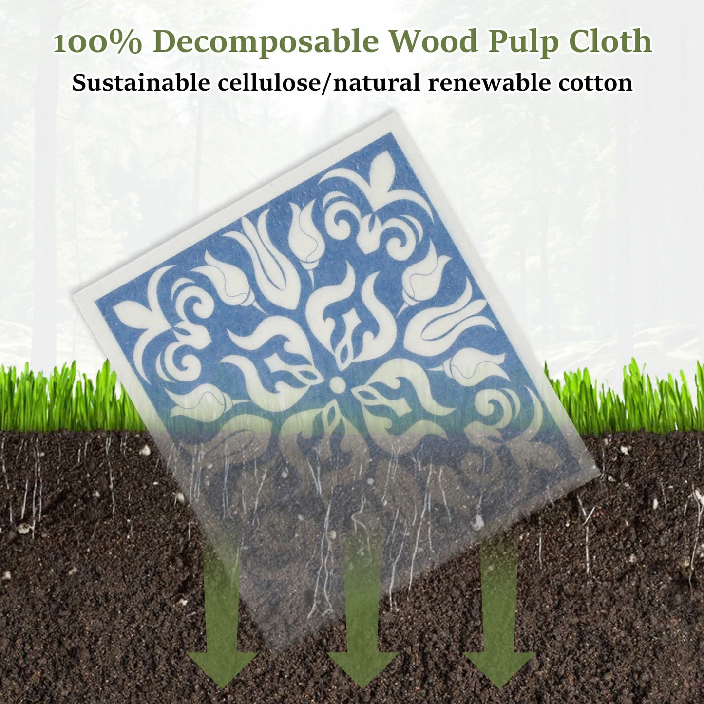 6/12Pcs Swedish Dishcloths Reusable Kitchen Dish Towels Absorbent Dish Rags Biodegradable Soft Cellulose Sponge Washing Cloths