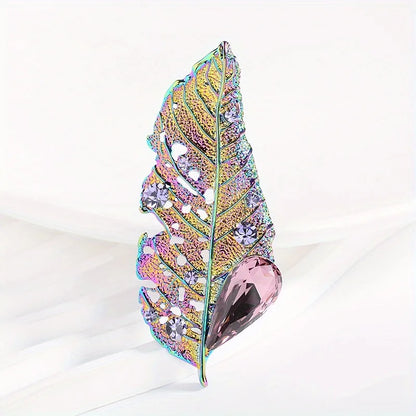 Exquisite Dazzle Crystal Leaves Brooches Badges For Women Men Fashion Elegant High-end Accessories Pin
