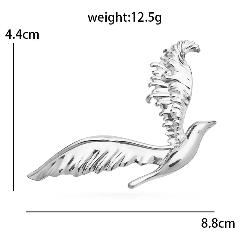 Wuli&baby Stainless Steel Flying Bird Brooches For Women Unisex 2-color Beautiful Big Wings Bird Animal Party Brooch Pins Gifts