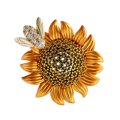 Vintage Style Brooch with Sunflower and Bee Design, Perfect Accessory for Any Outfits