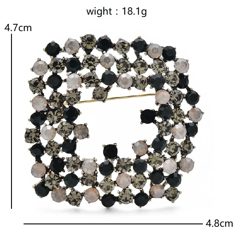 Wuli&baby Shining Geometric Brooches 4-color High Quality Rhinestone Rhombus Elegant Office Party Brooch Pins Gifts
