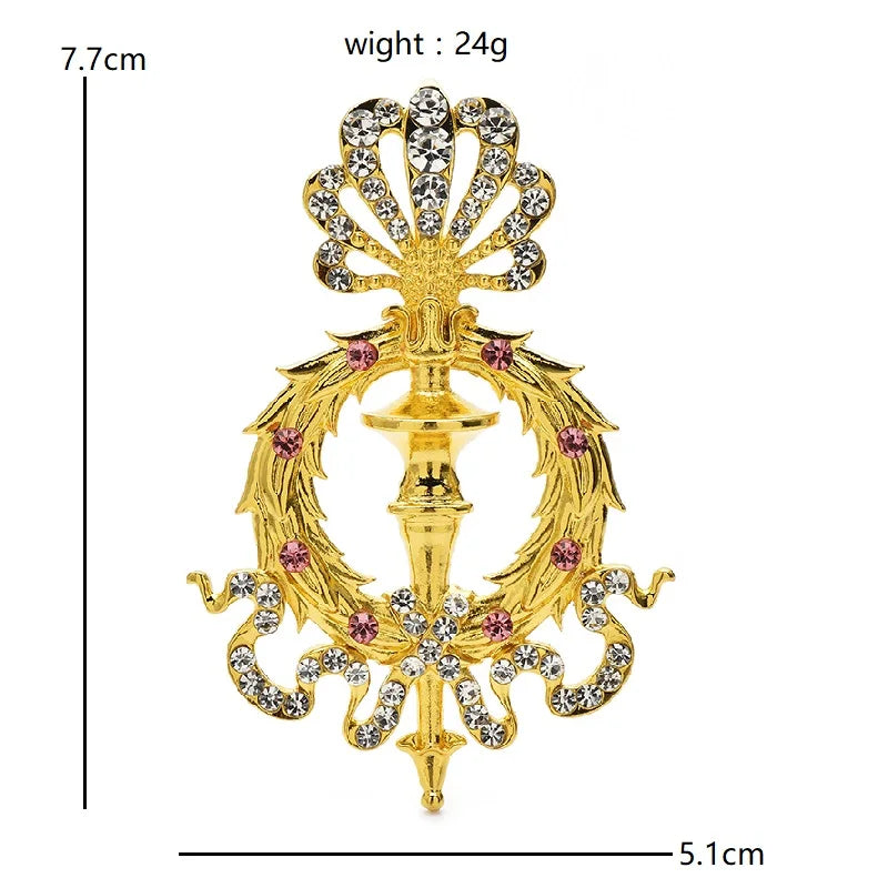 Wuli&baby Crown Snakes Wand Brooches For Women Men 2-color Rhinestone Sword Party Casual Brooch Pins Gifts