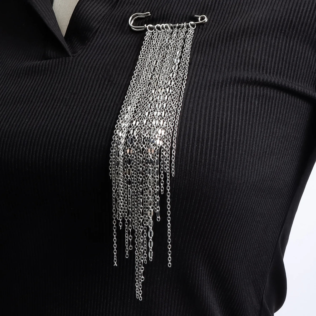 Accessory Personalized Suit Anti-Flash Bead Necklace Pin Hanging Ornament Ins Waterproof Crystal Tassel Chain Brooch