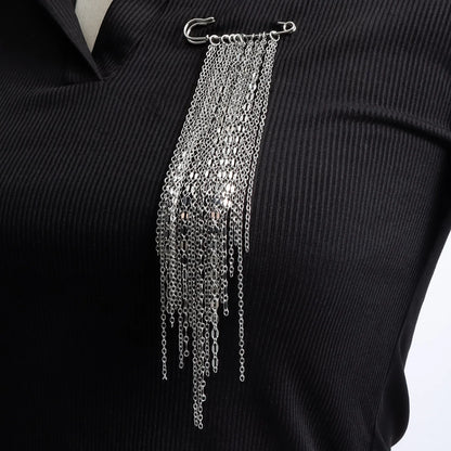 Accessory Personalized Suit Anti-Flash Bead Necklace Pin Hanging Ornament Ins Waterproof Crystal Tassel Chain Brooch