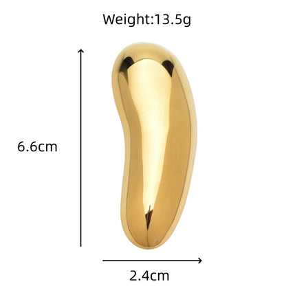 Wuli&baby Stainless Steel Geometric Bean Brooches For Women Men 2-color Minimalist Style Brooch Pins Fashion Jewelry Gifts