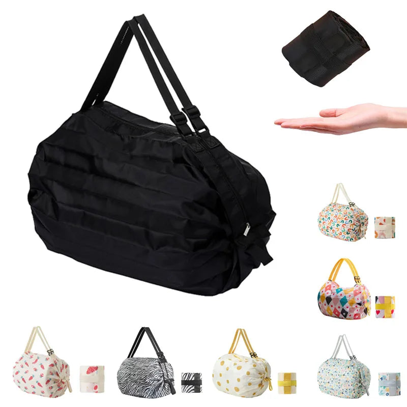 Large Foldable Shopping Bag Reusable Eco Bag Grocery Package Beach Toy Storage Bags Shoulder Cat Lemon Printing Pouch Tote Pouch